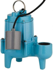 Little Giant Pumps - 4/10 hp, 8.5 Amp Rating, 115 Volts, Piggyback Mechanical Float Operation, Sewage Pump - 1 Phase, Cast Iron Housing - Americas Industrial Supply