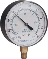 Value Collection - 3-1/2" Dial, 1/4 Thread, 0-160 Scale Range, Pressure Gauge - Lower Connection Mount, Accurate to 3-2-3% of Scale - Americas Industrial Supply
