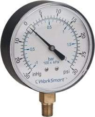 Value Collection - 2-1/2" Dial, 1/4 Thread, 0-15 Scale Range, Pressure Gauge - Lower Connection Mount, Accurate to 3-2-3% of Scale - Americas Industrial Supply