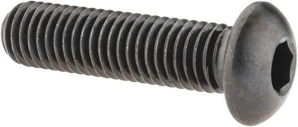 Made in USA - 1/2-13 UNC Hex Socket Drive, Button Screw - Alloy Steel, Black Oxide Finish, Fully Threaded, 2" Length Under Head - Americas Industrial Supply