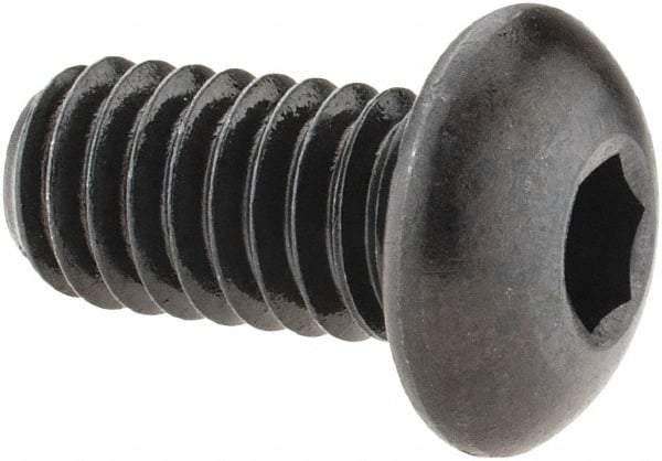 Made in USA - 5/16-18 UNC Hex Socket Drive, Button Screw - Alloy Steel, Black Oxide Finish, Fully Threaded, 5/8" Length Under Head - Americas Industrial Supply