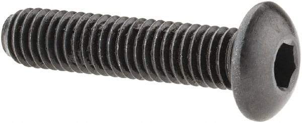 Made in USA - #10-32 UNF Hex Socket Drive, Button Screw - Alloy Steel, Black Oxide Finish, Fully Threaded, 7/8" Length Under Head - Americas Industrial Supply