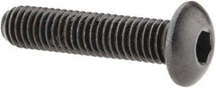 Made in USA - #10-32 UNF Hex Socket Drive, Button Screw - Alloy Steel, Black Oxide Finish, Fully Threaded, 7/8" Length Under Head - Americas Industrial Supply