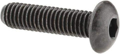Made in USA - #10-32 UNF Hex Socket Drive, Button Screw - Alloy Steel, Black Oxide Finish, Fully Threaded, 3/4" Length Under Head - Americas Industrial Supply