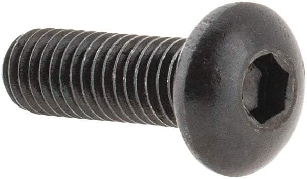 Made in USA - #10-32 UNF Hex Socket Drive, Button Screw - Alloy Steel, Black Oxide Finish, Fully Threaded, 5/8" Length Under Head - Americas Industrial Supply