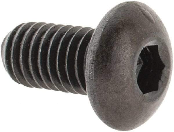 Made in USA - #10-32 UNF Hex Socket Drive, Button Screw - Alloy Steel, Black Oxide Finish, Fully Threaded, 3/8" Length Under Head - Americas Industrial Supply