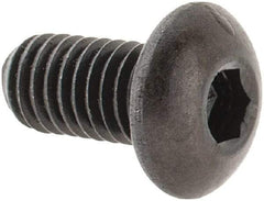 Made in USA - #10-32 UNF Hex Socket Drive, Button Screw - Alloy Steel, Black Oxide Finish, Fully Threaded, 3/8" Length Under Head - Americas Industrial Supply