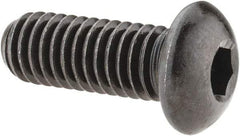 Made in USA - 3/8-16 UNC Hex Socket Drive, Button Screw - Alloy Steel, Black Oxide Finish, Fully Threaded, 1" Length Under Head - Americas Industrial Supply