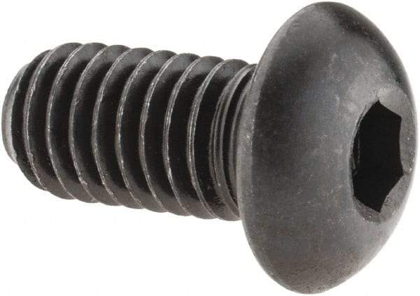 Made in USA - 3/8-16 UNC Hex Socket Drive, Button Screw - Alloy Steel, Black Oxide Finish, Fully Threaded, 3/4" Length Under Head - Americas Industrial Supply