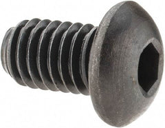Made in USA - 3/8-16 UNC Hex Socket Drive, Button Screw - Alloy Steel, Black Oxide Finish, Fully Threaded, 5/8" Length Under Head - Americas Industrial Supply