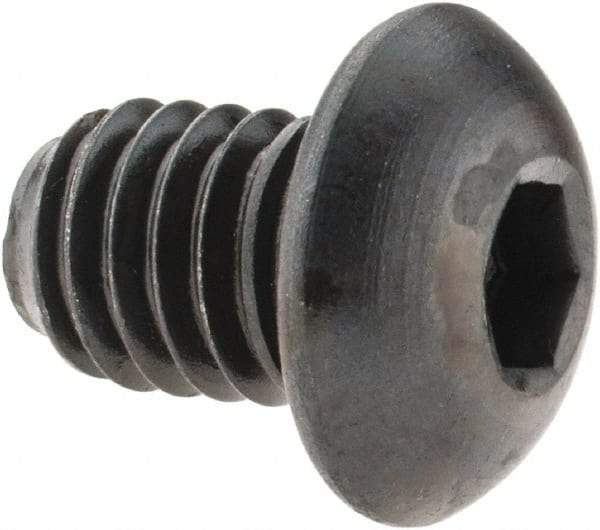 Made in USA - 3/8-16 UNC Hex Socket Drive, Button Screw - Alloy Steel, Black Oxide Finish, Fully Threaded, 1/2" Length Under Head - Americas Industrial Supply