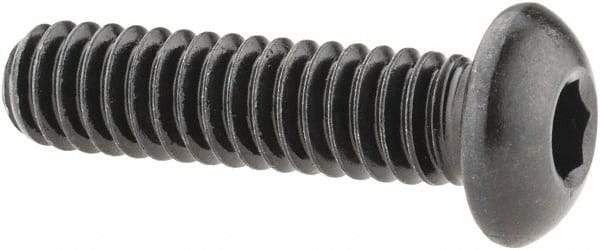 Made in USA - 1/4-20 UNC Hex Socket Drive, Button Screw - Alloy Steel, Black Oxide Finish, Fully Threaded, 1" Length Under Head - Americas Industrial Supply