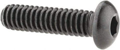 Made in USA - 1/4-20 UNC Hex Socket Drive, Button Screw - Alloy Steel, Black Oxide Finish, Fully Threaded, 1" Length Under Head - Americas Industrial Supply