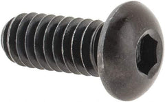 Made in USA - 1/4-20 UNC Hex Socket Drive, Button Screw - Alloy Steel, Black Oxide Finish, Fully Threaded, 5/8" Length Under Head - Americas Industrial Supply