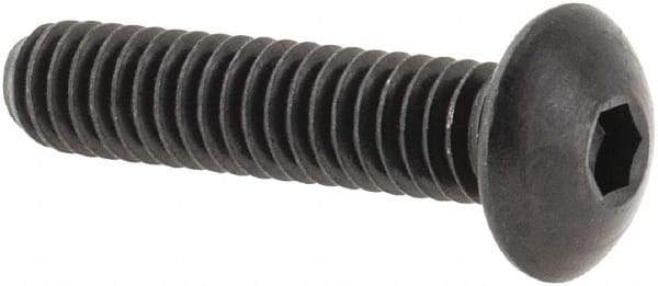 Made in USA - #8-32 UNC Hex Socket Drive, Button Screw - Alloy Steel, Black Oxide Finish, Fully Threaded, 3/4" Length Under Head - Americas Industrial Supply