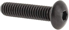 Made in USA - #8-32 UNC Hex Socket Drive, Button Screw - Alloy Steel, Black Oxide Finish, Fully Threaded, 3/4" Length Under Head - Americas Industrial Supply