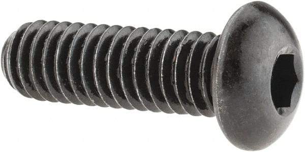 Made in USA - 5/16-18 UNC Hex Socket Drive, Button Screw - Alloy Steel, Black Oxide Finish, Fully Threaded, 1" Length Under Head - Americas Industrial Supply