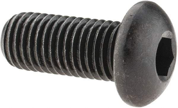 Made in USA - 5/16-24 UNF Hex Socket Drive, Button Screw - Alloy Steel, Black Oxide Finish, Fully Threaded, 3/4" Length Under Head - Americas Industrial Supply