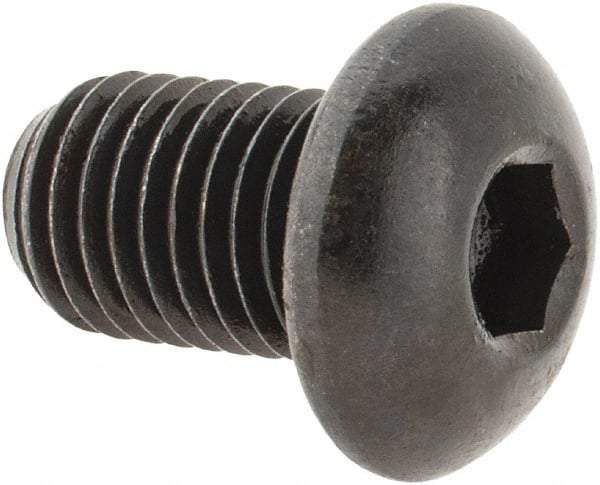 Made in USA - 5/16-24 UNF Hex Socket Drive, Button Screw - Alloy Steel, Black Oxide Finish, Fully Threaded, 1/2" Length Under Head - Americas Industrial Supply