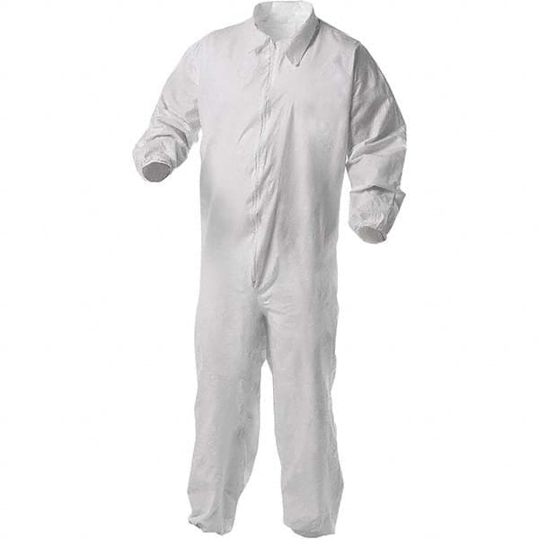 KleenGuard - Size 3XL Film Laminate General Purpose Coveralls - White, Zipper Closure, Elastic Cuffs, Elastic Ankles, Serged Seams - Americas Industrial Supply
