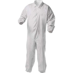 KleenGuard - Size M Film Laminate General Purpose Coveralls - White, Zipper Closure, Elastic Cuffs, Elastic Ankles, Serged Seams - Americas Industrial Supply