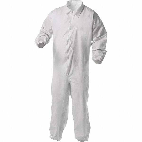 KleenGuard - Size XL Film Laminate General Purpose Coveralls - White, Zipper Closure, Elastic Cuffs, Elastic Ankles, Serged Seams - Americas Industrial Supply