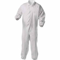 KleenGuard - Size XL Film Laminate General Purpose Coveralls - White, Zipper Closure, Elastic Cuffs, Elastic Ankles, Serged Seams - Americas Industrial Supply