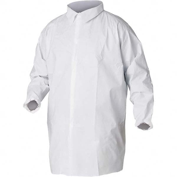 KleenGuard - Size 2XL White Lab Coat without Pockets - Microporous Film Laminate, Snap Front, Elastic Cuffs - Americas Industrial Supply