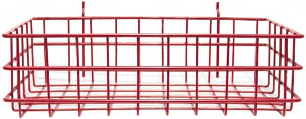 Marlin Steel Wire Products - 8" Deep, Rectangular Steel Peg Board/Slatwall Basket - 1-3/8" Perforation, 14" Wide x 4" High - Americas Industrial Supply