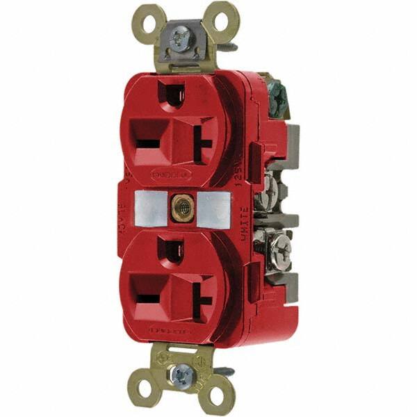 Hubbell Wiring Device-Kellems - 250V 20A NEMA 6-20R Industrial Grade Red Straight Blade Duplex Receptacle - Americas Industrial Supply