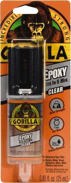 Gorilla Glue - 0.85 oz Syringe Epoxy - 5 min Working Time, 50°F, 3,300 psi Shear Strength - Americas Industrial Supply