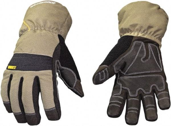 Youngstown - Size M Synthetic Leather Cold Protection & Waterproof Work Gloves - Uncoated, Gauntlet Cuff, Gray, Paired - Americas Industrial Supply