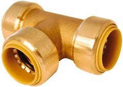 Value Collection - 3/4 x 1/2 x 1/2" Outside Diam, 5/8 Standard, Brass Push-to-Connect Tube Union Tee - 200 Max psi, Tube to Tube Connection, EPDM O-Ring, Lead-Free - Americas Industrial Supply