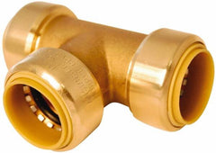 Value Collection - 3/4" Outside Diam, 7/8 Standard, Brass Push-to-Connect Tube Union Tee - 200 Max psi, Tube to Tube Connection, EPDM O-Ring, Lead-Free - Americas Industrial Supply