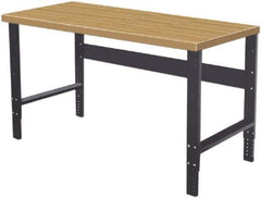 Hallowell - 72 Wide x 36" Deep x 34" High, Wood Workbench - Flat Top, Adjustable Legs, Black - Americas Industrial Supply