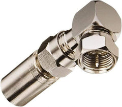 Ideal - 75 Ohm, Right Angle, Jack to Plug Coupler Twist On Coaxial Connector - Brass Body - Americas Industrial Supply