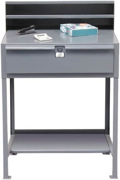 Strong Hold - 1 Drawer Shipping & Receiving Shop Desk - 36 Inch Wide x 28 Inch Deep x 54 Inch High, Dark Gray - Americas Industrial Supply