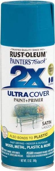 Rust-Oleum - Lagoon (Color), Satin, Enamel Spray Paint - 8 Sq Ft per Can, 12 oz Container, Use on Multipurpose - Americas Industrial Supply