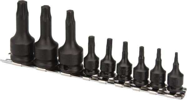 Paramount - 9 Piece 1/4 & 3/8" Drive Torx Bit Socket Set - T10 to T50 Torx - Americas Industrial Supply