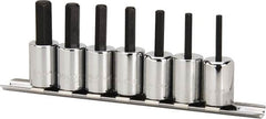 Paramount - 7 Piece 3/8" Drive Inch Hex Bit Socket Set - 1/8 to 3/8" Hex - Americas Industrial Supply