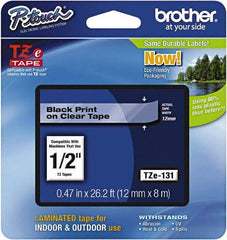 Brother - 1/2" Wide x 314.4" Long, Clear Plastic/Paper Tape Cassette - For Label Maker - Americas Industrial Supply
