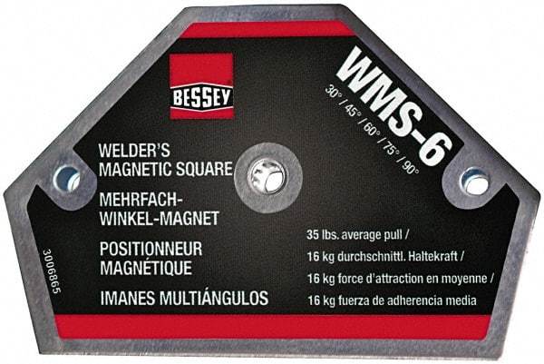 Bessey - 4" Wide x 9/16" Deep x 2-1/2" High Magnetic Welding & Fabrication Square - 35 Lb Average Pull Force - Americas Industrial Supply