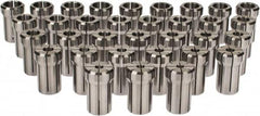 Accupro - 33 Piece, 1/4" to 3/4" Capacity, Double Angle Collet Set - 0.02mm TIR, Series DA180 - Exact Industrial Supply