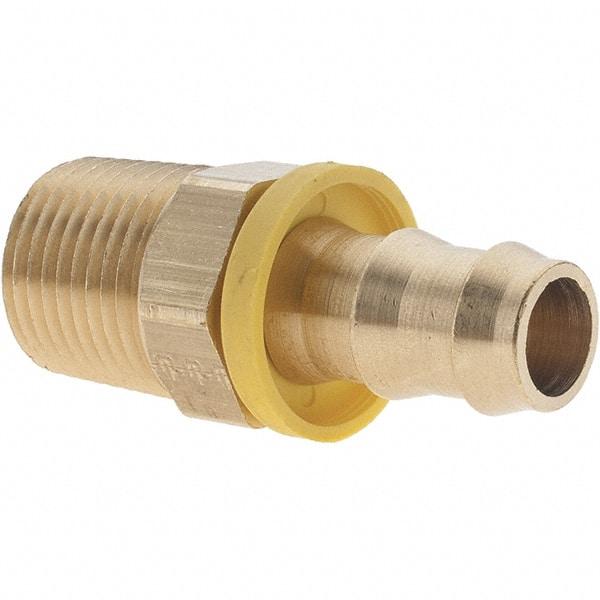 Parker - 1/2" ID 1/2-14 MNPTF Barbed Push On Male Fitting - Brass - Americas Industrial Supply