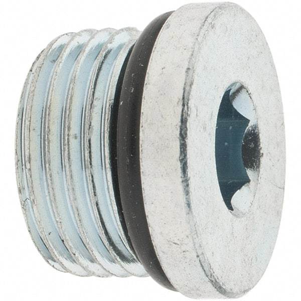 Parker - 3/4-16 Male Thread, Zinc Plated Steel Industrial Pipe Hex Socket Plug - Male Straight Thread O-Ring, 6,000 psi - Americas Industrial Supply