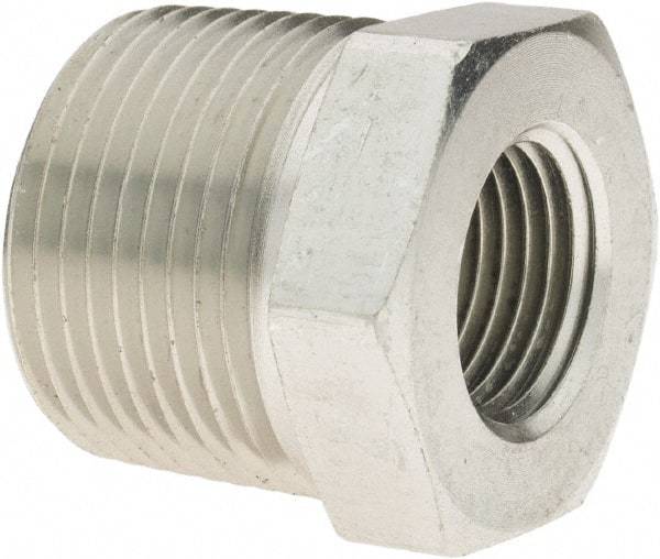 Parker - 1 Male Thread x 1/2 Female Thread, Zinc Plated Steel Industrial Pipe Hex Bushing - MNPTF x FNPTF, 4,500 psi - Americas Industrial Supply
