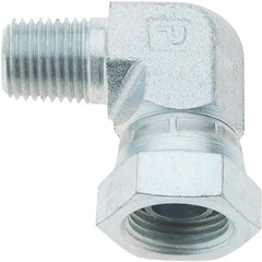 Parker - 1/4-18 Male NPTF Steel Hydraulic Hose Swivel - 6,000 psi, -6 Hose Size, 3/8" Hose Diam - Americas Industrial Supply