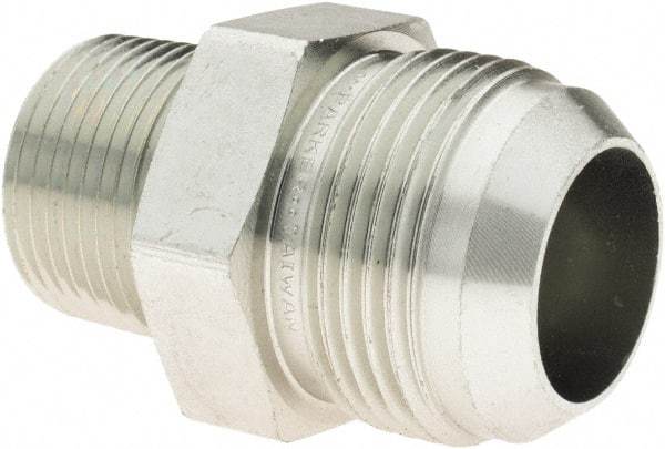Parker - 1" Tube OD, 37° Steel Flared Tube Male Connector - 3/4-14 NPTF, Flare x NPTF Ends - Americas Industrial Supply