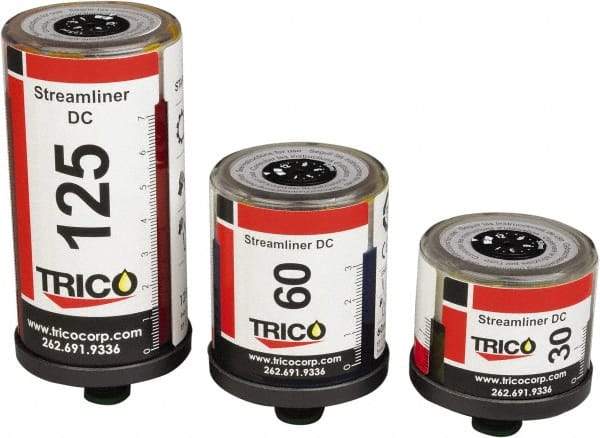 Trico - 2.03 Ounce Reservoir Capacity, 1/4 NPT Thread, Plastic, Electrochemical, Grease Cup and Lubricator - -20 to 55°C Operating Temp, 5 Bar Operating Pressure, 2.95" High x 2.05" Diam - Americas Industrial Supply