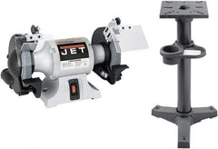 Jet - 6" Wheel Diam x 3/4" Wheel Width, 1/2 hp Grinder - 1/2" Arbor Hole Diam, 1 Phase, 3,450 Max RPM, 115 Volts - Americas Industrial Supply